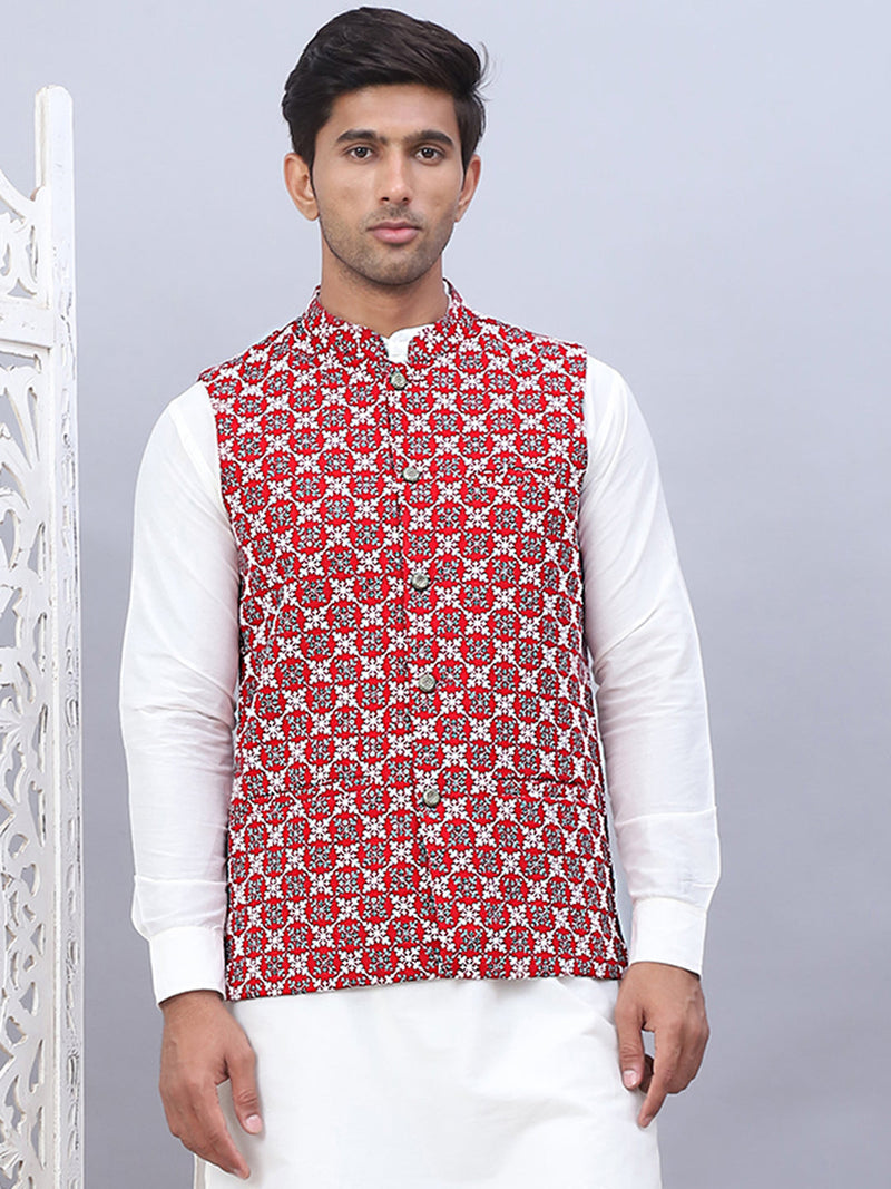 Embroidered Viscose Rayon Nehru Jacket