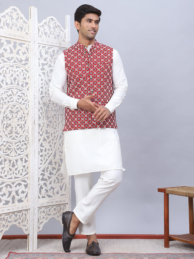 Embroidered Viscose Rayon Nehru Jacket