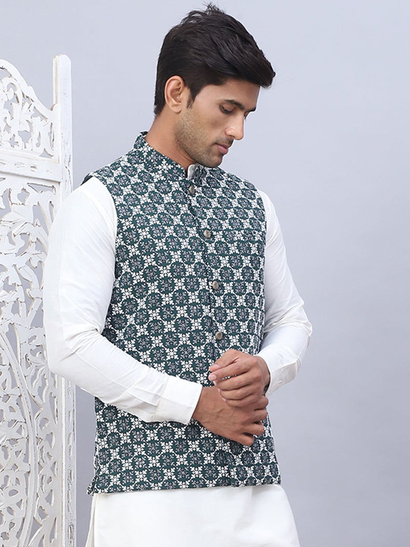 Embroidered Viscose Rayon Nehru Jacket