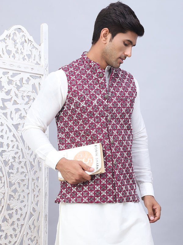 Embroidered Viscose Rayon Nehru Jacket