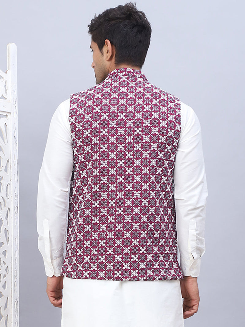 Embroidered Viscose Rayon Nehru Jacket