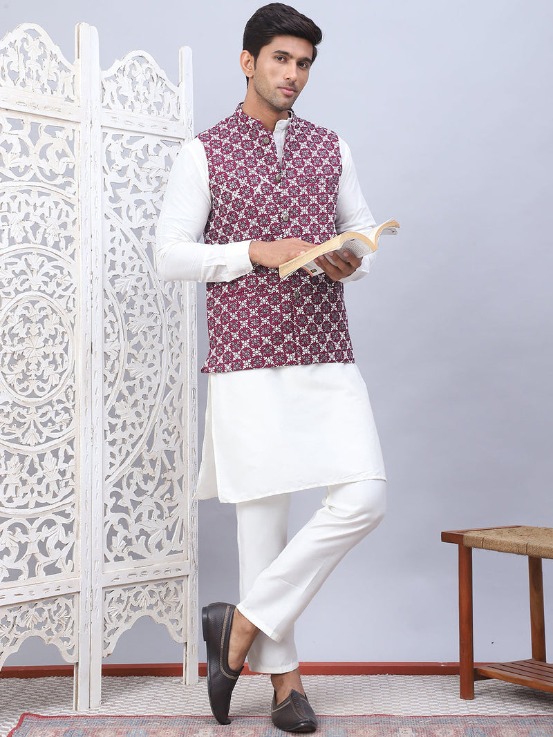 Embroidered Viscose Rayon Nehru Jacket