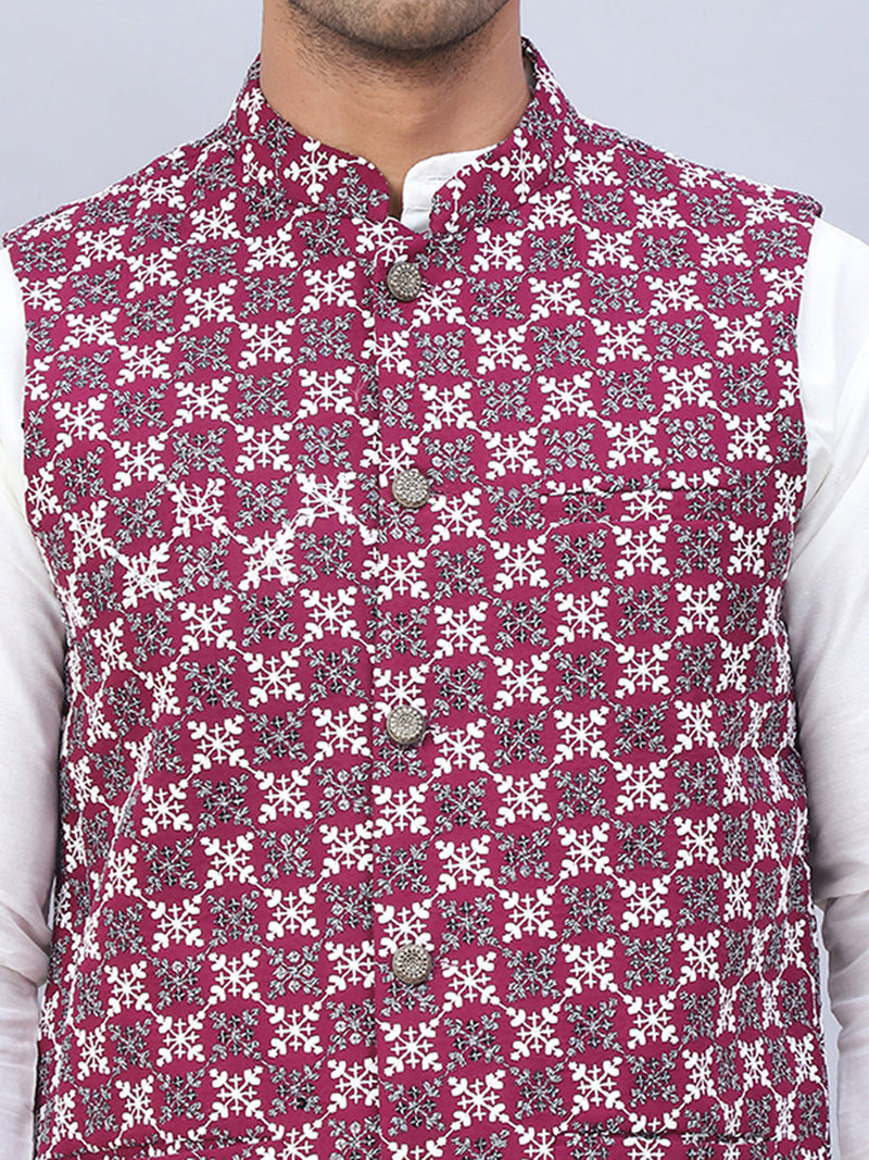 Embroidered Viscose Rayon Nehru Jacket