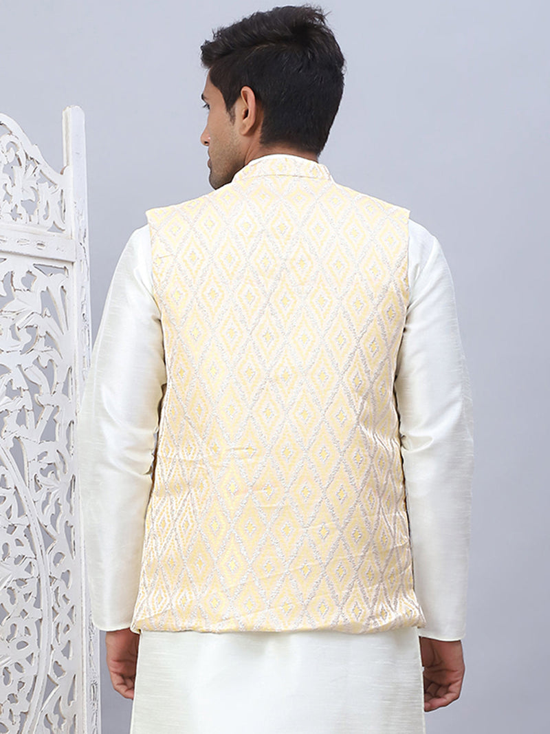 Embossed Silk Blend Nehru Jacket