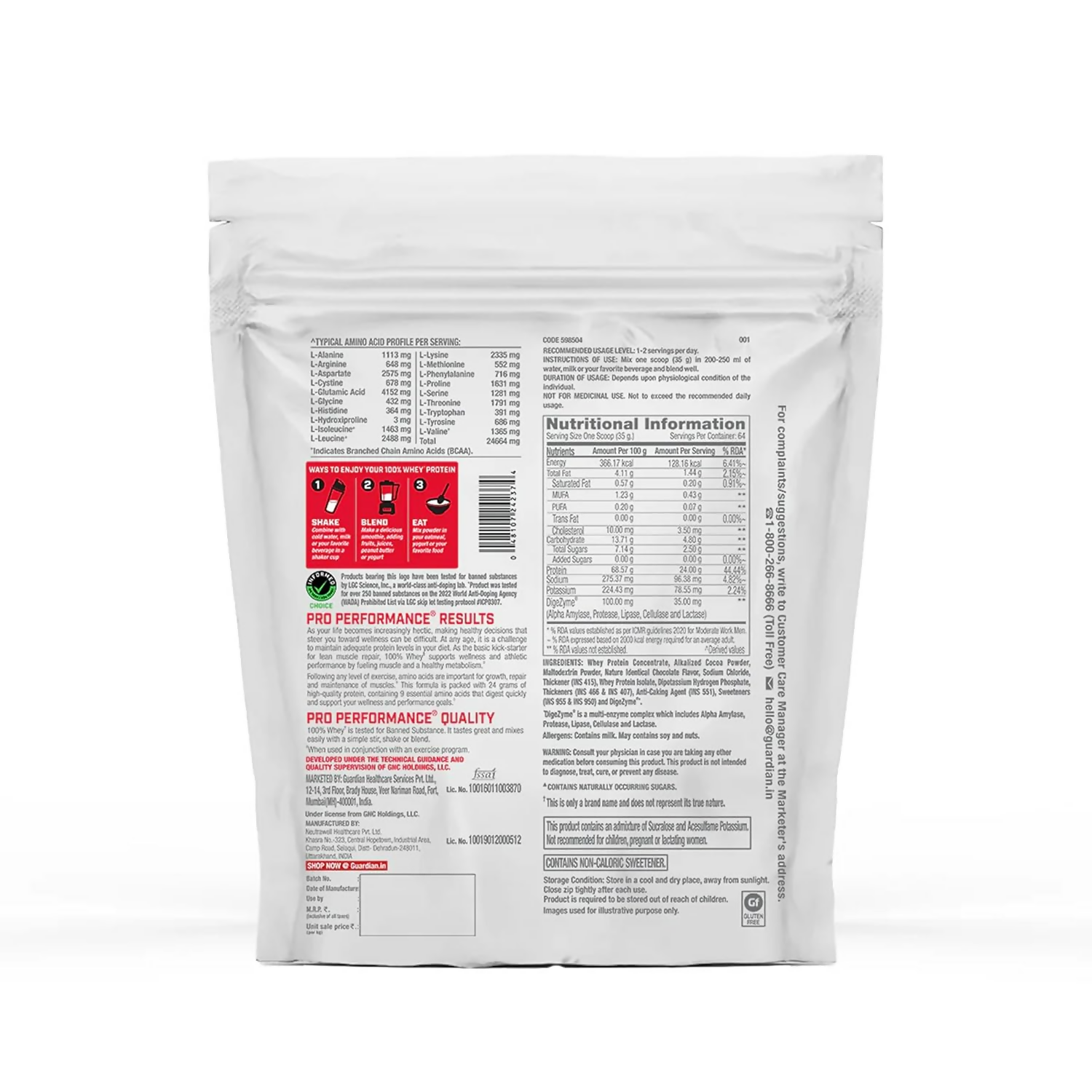 GNC Pro Performance 100% Whey Protein Powder Chocolate Supreme
