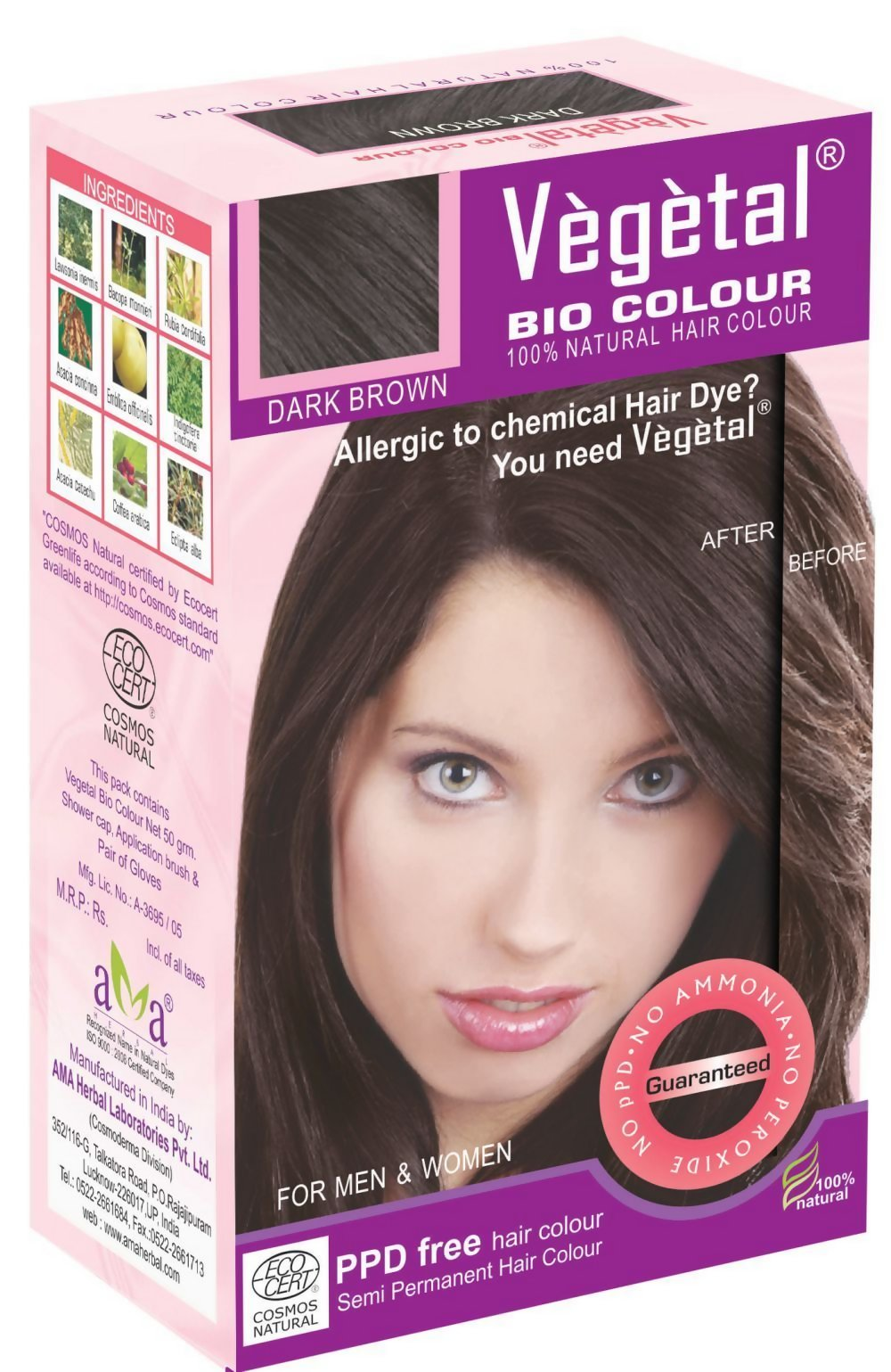 Vegetal Bio Colour Dark Brown Free In Pack Color Protection Shampoo