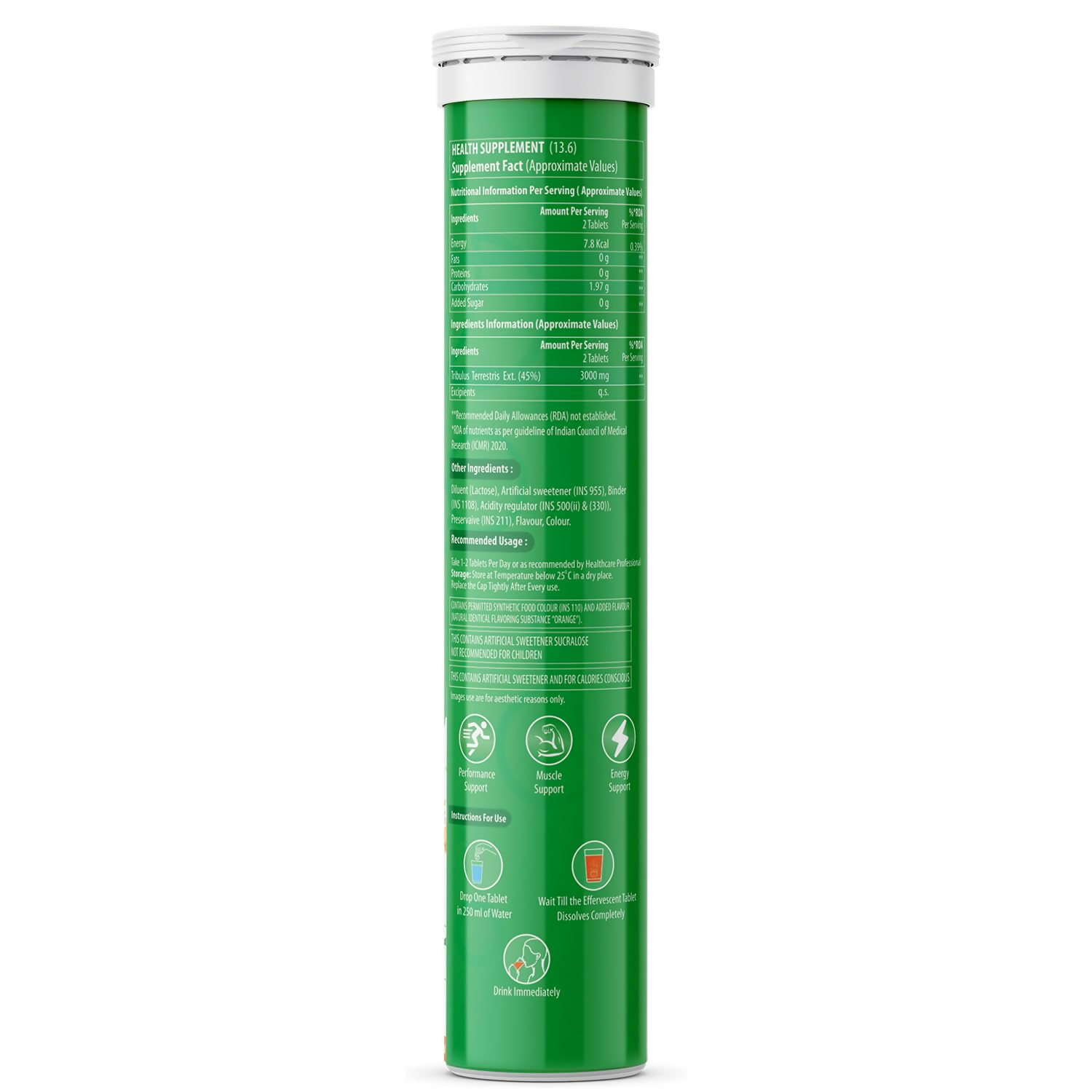 Naturyz Tribulus Terrestris 3000 Pro Gokshura Effervescent Tablets (Orange Flavour)