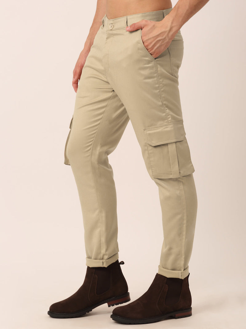 Indian Needle Men's Casual Cotton Solid Cargo Pants