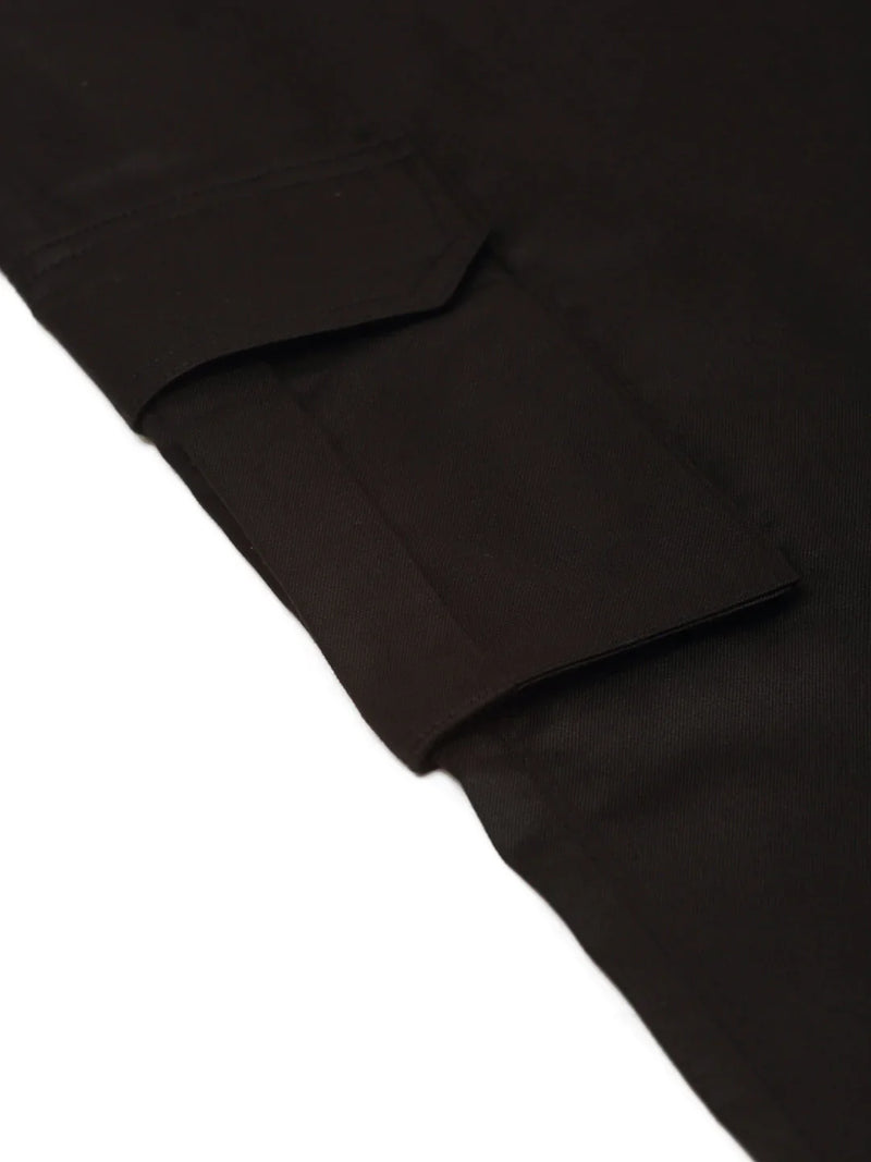 Jainish Men's Casual Cotton Solid Cargo Pants ( KGP 154 Black )