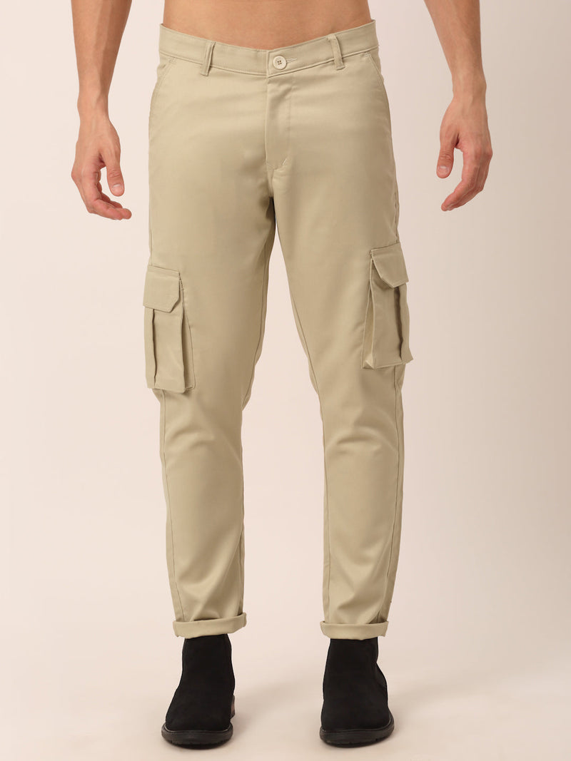 Indian Needle Men's Casual Cotton Solid Cargo Pants