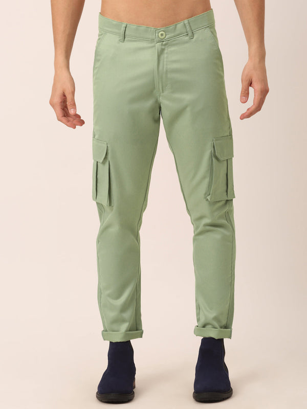 Indian Needle Men's Casual Cotton Solid Cargo Pants