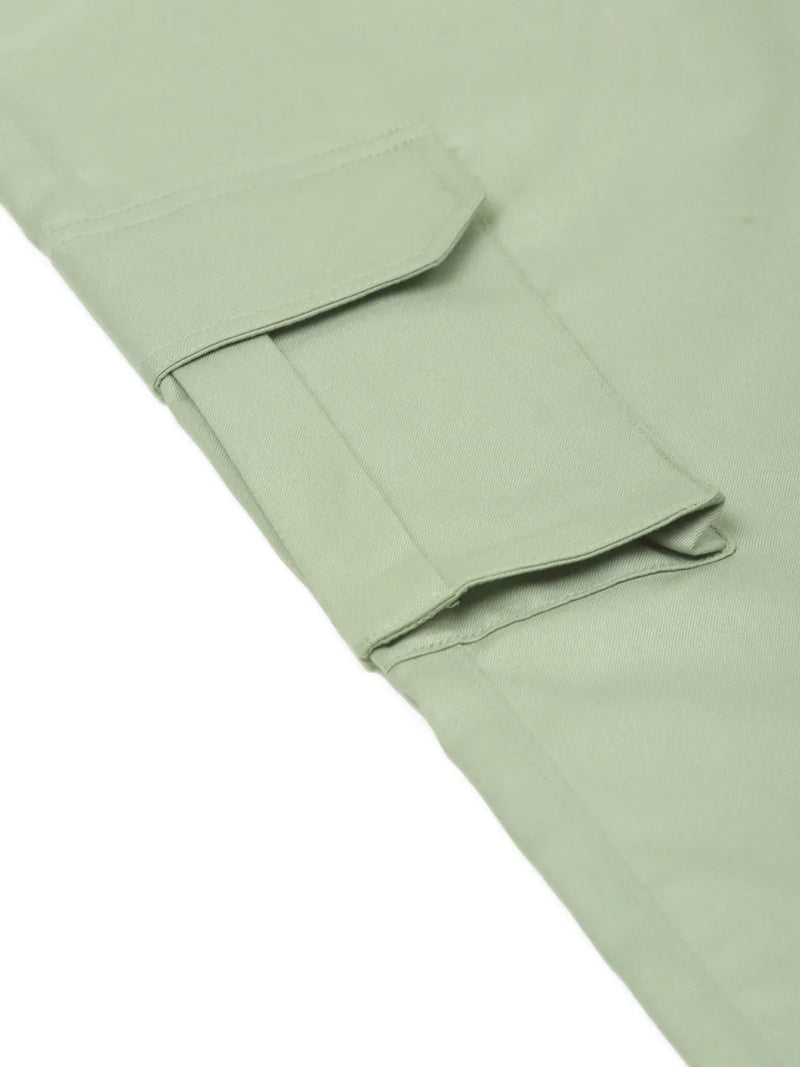 Jainish Men's Casual Cotton Solid Cargo Pants ( KGP 154 Pista-Green )