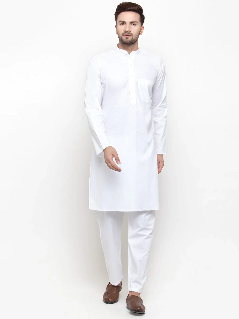 Jompers Men's Solid Dobby Kurta Payjama Set ( JOKP 555 White )