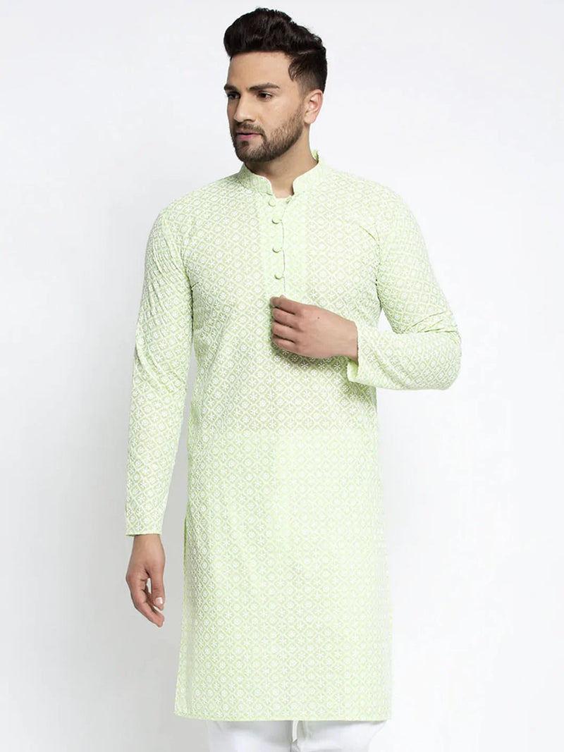 Jompers Men's Dark-Green Embroidered Kurta Only ( KO 626 Dark-Green )