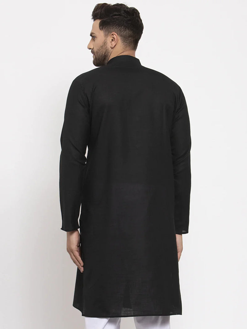 Men Black & White Solid Kurta Only ( KO 532 Black )