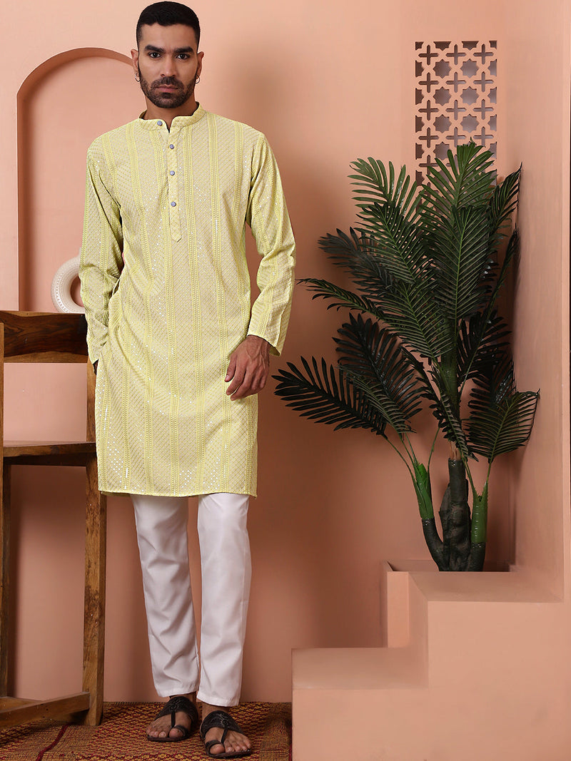 Men's Sequins Embroidered Kurtas