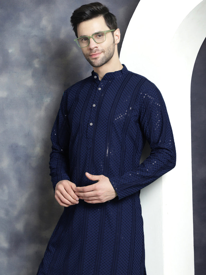 Men's Sequins Chikankari Embroidered Kurtas