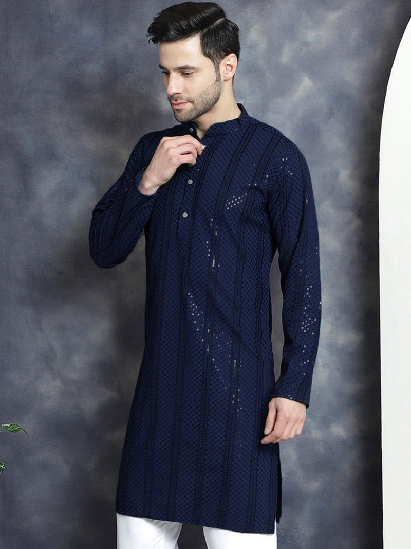 Men's Sequins Chikankari Embroidered Kurtas