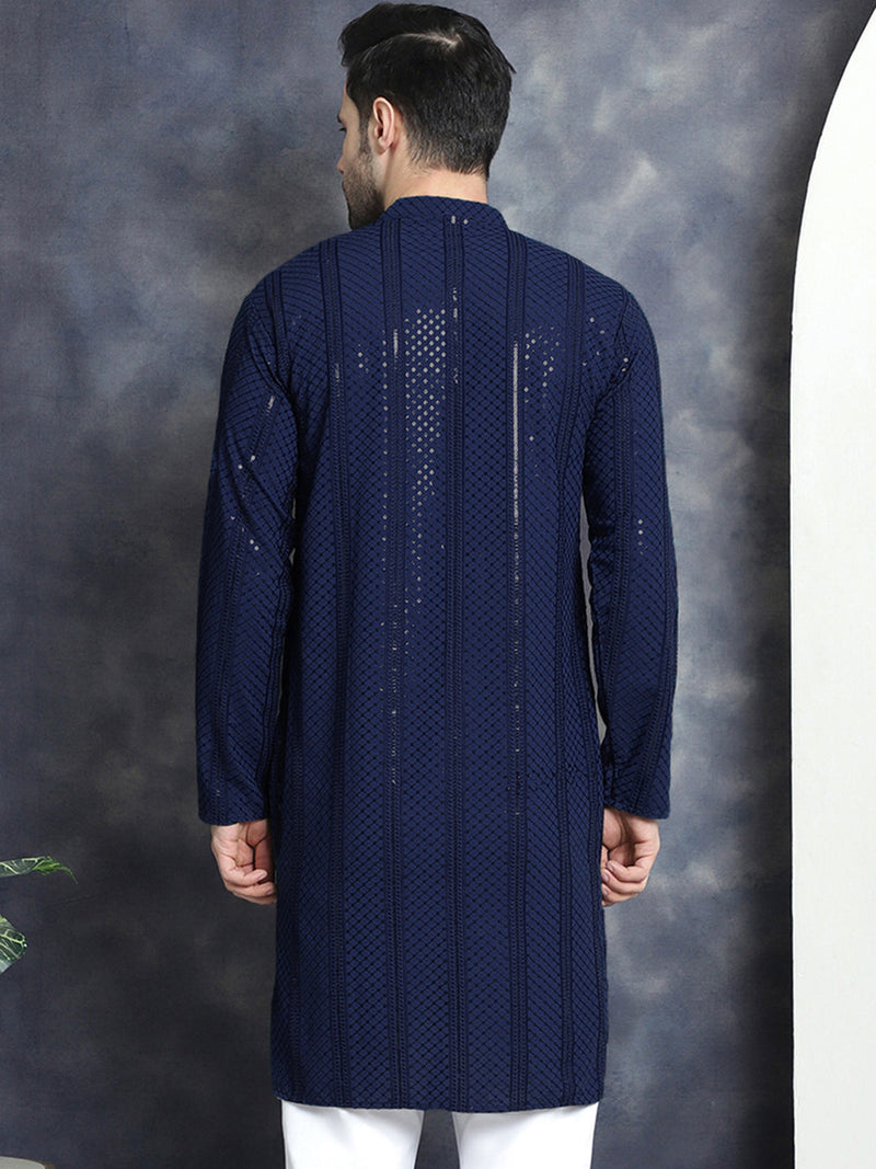 Men's Sequins Chikankari Embroidered Kurtas