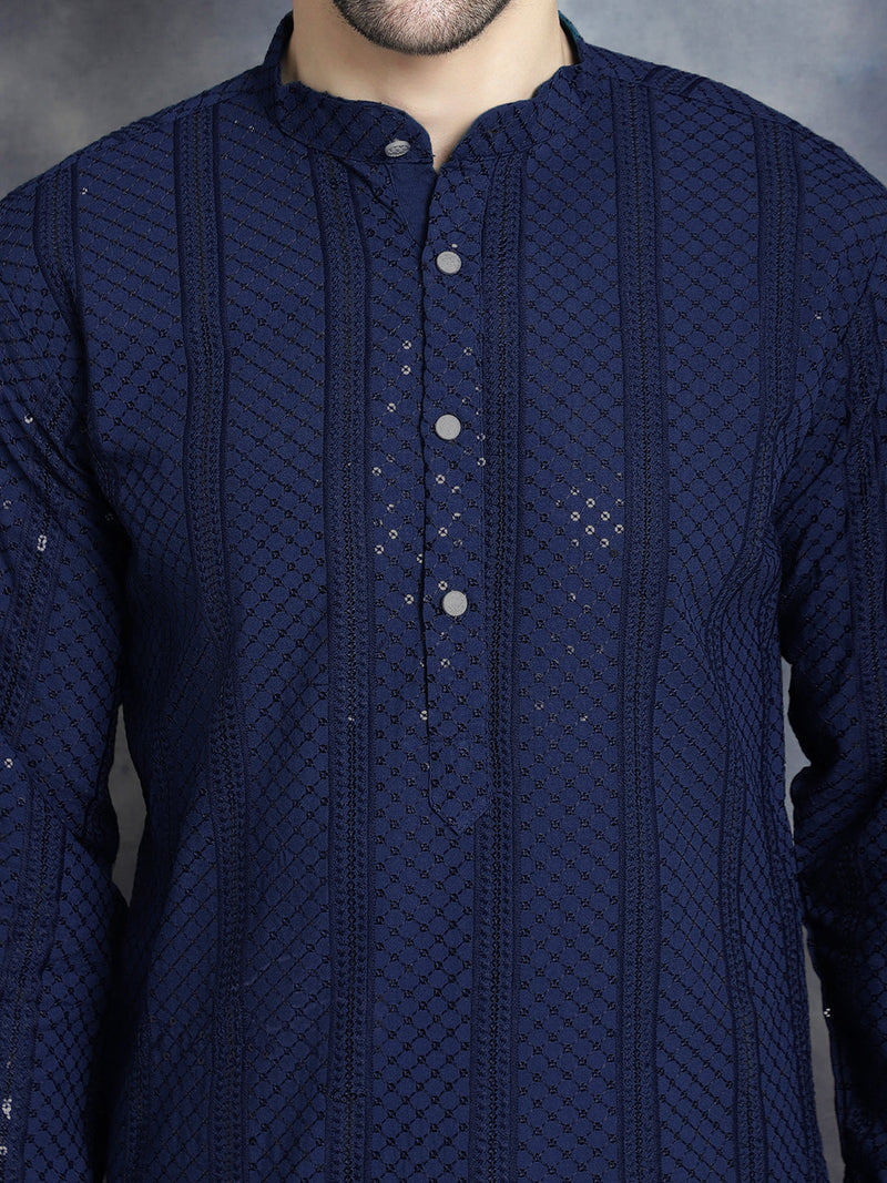 Men's Sequins Chikankari Embroidered Kurtas