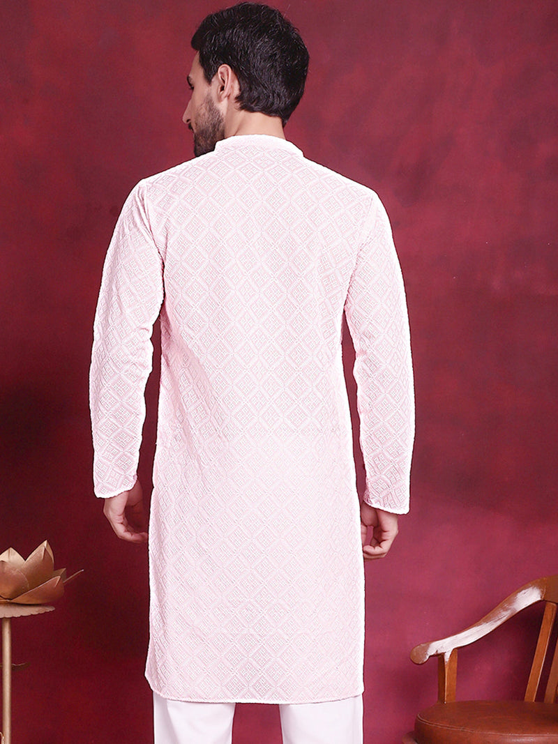 Chikankari Embroidered Kurtas ( KO 5017 Pink )