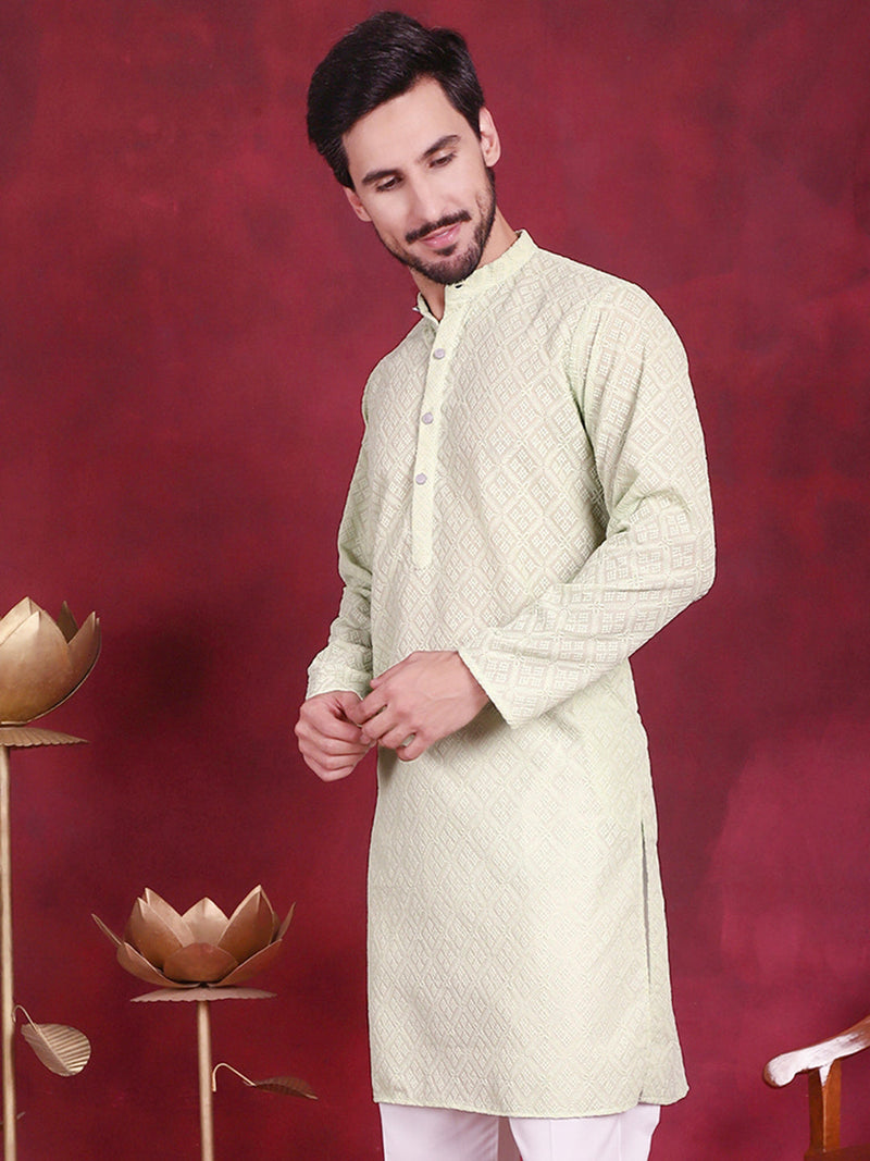 Chikankari Embroidered Kurtas ( KO 5017 Pista )