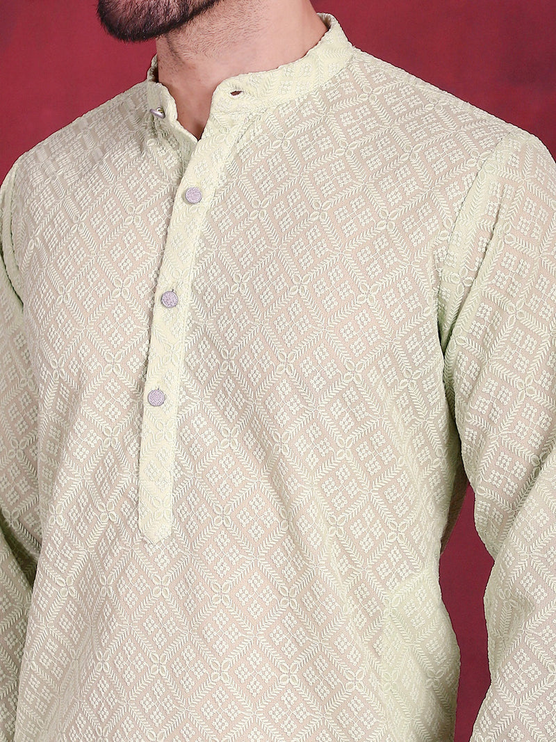 Chikankari Embroidered Kurtas ( KO 5017 Pista )