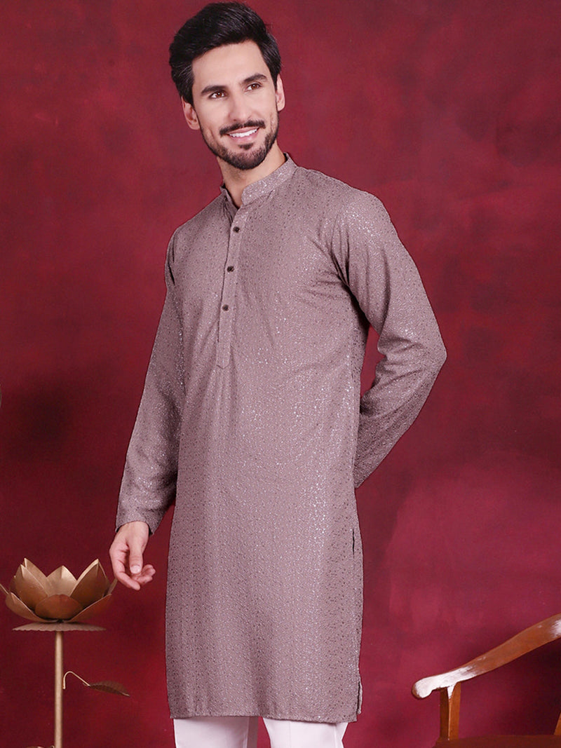 Sequins Chikankari Kurtas ( KO 5018 Grey )