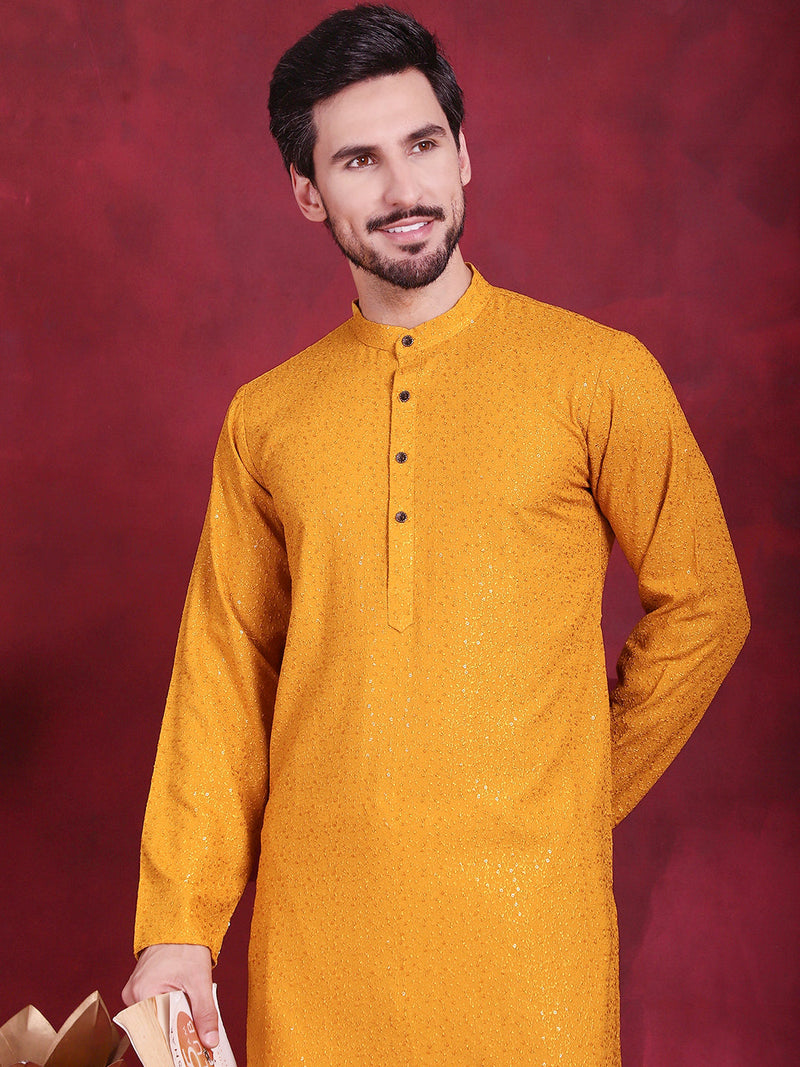 Sequins Chikankari Kurtas ( KO 5018 Mustard )