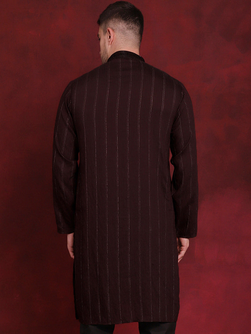 Men Sequins Embroidered Kurtas ( KO 5030Maroon )