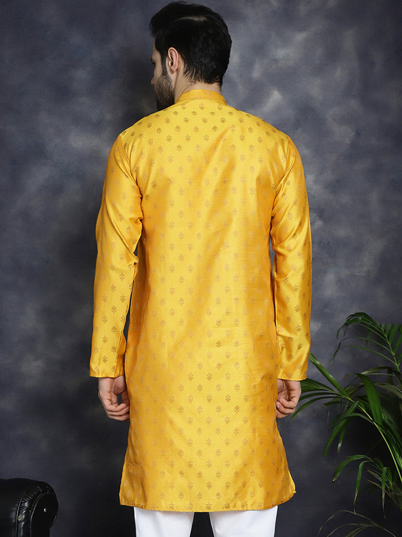 Woven Design Silk Blend Kurtas ( KO 5032Mustard )