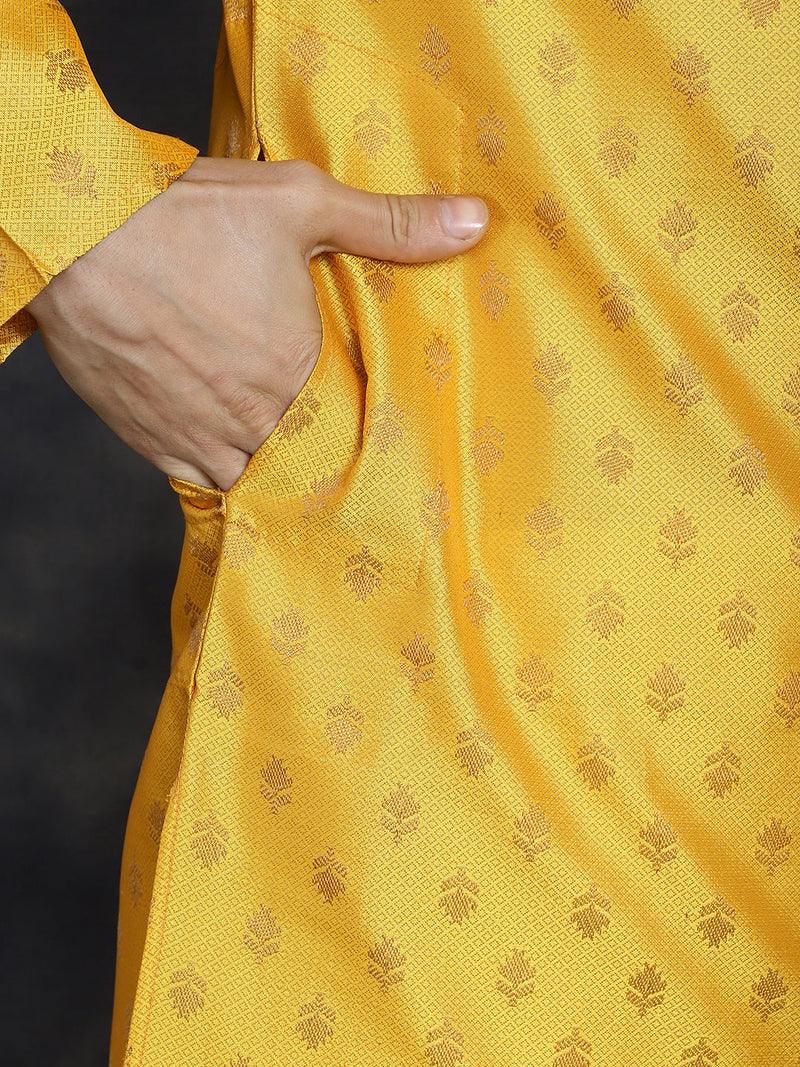 Woven Design Silk Blend Kurtas ( KO 5032Mustard )