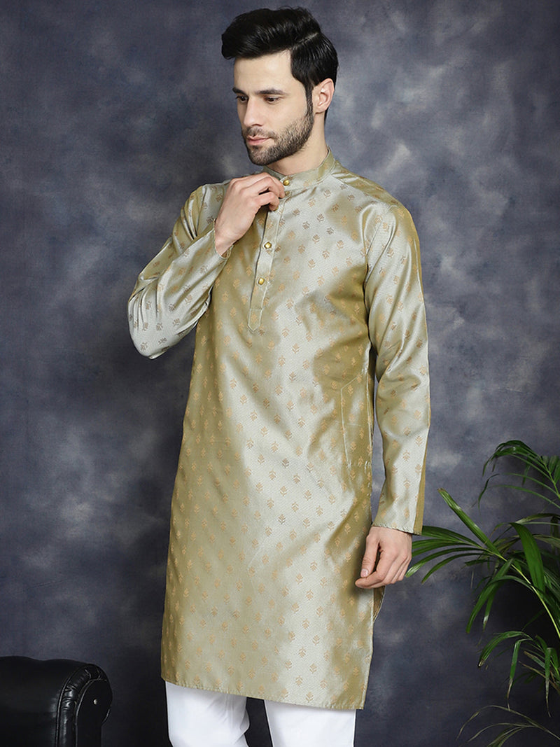 Woven Design Silk Blend Kurtas ( KO 5032Pista )