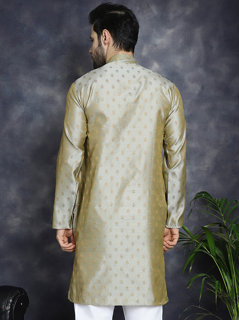 Woven Design Silk Blend Kurtas ( KO 5032Pista )