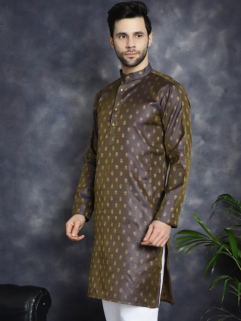 Woven Design Silk Blend Kurtas ( KO 5032Purple )