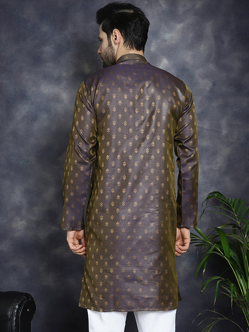 Woven Design Silk Blend Kurtas ( KO 5032Purple )