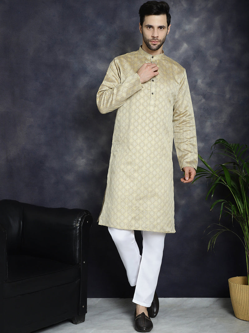 Beige Woven Design Kurtas ( KO 5034Beige )