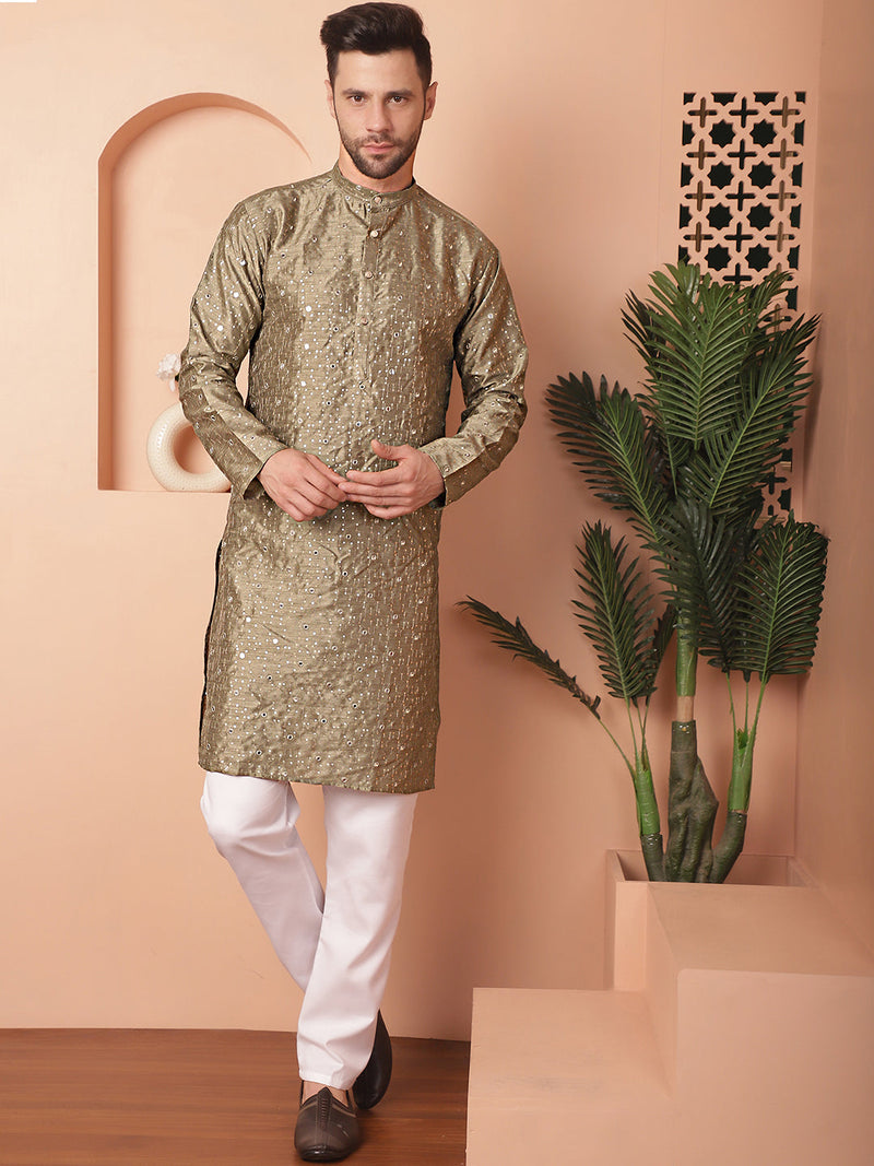 Men's Embroidered Mirror Work Kurtas