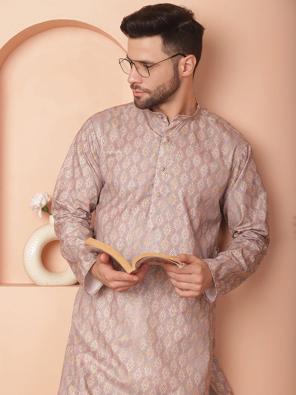 Peach Foil Printed Kurtas