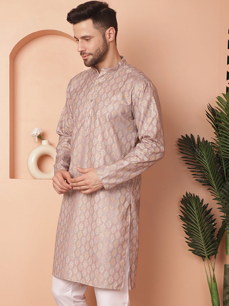 Peach Foil Printed Kurtas