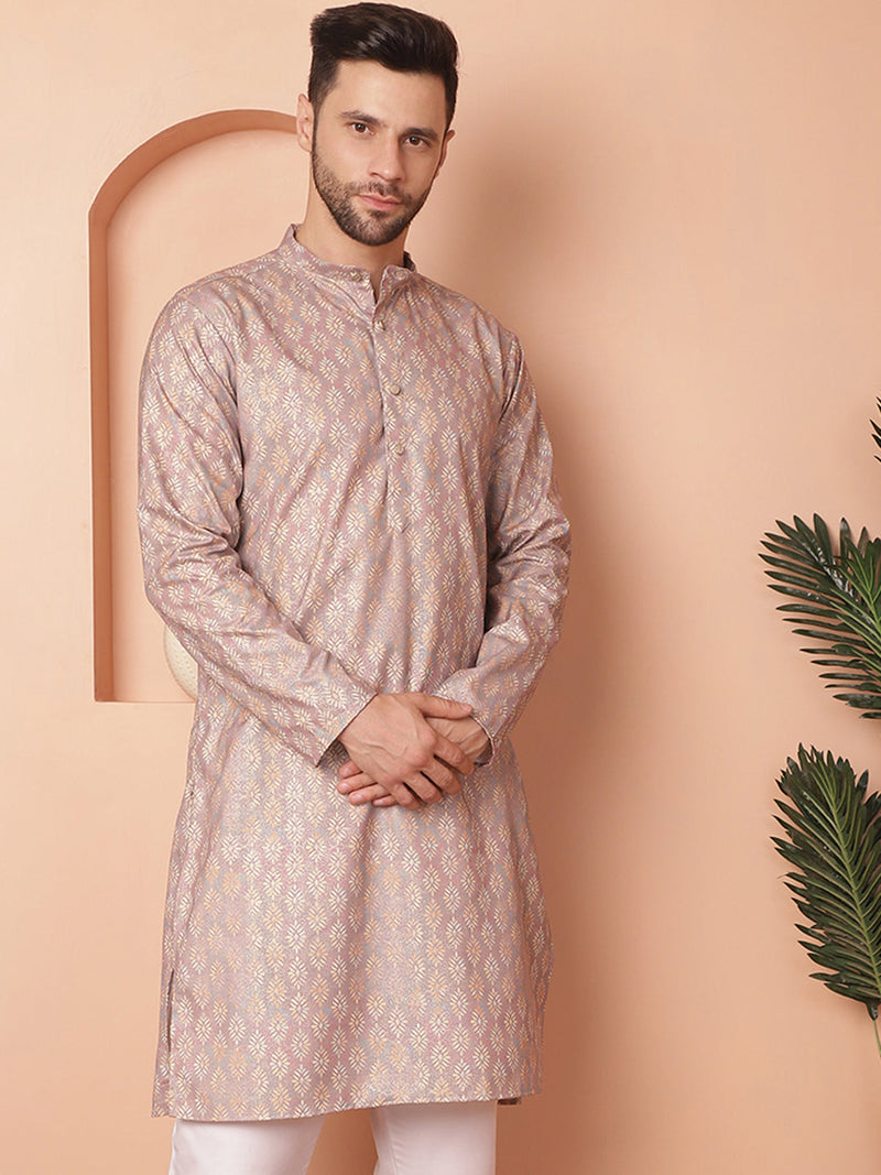 Peach Foil Printed Kurtas