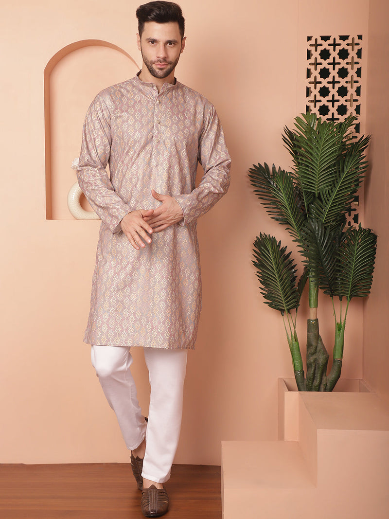 Peach Foil Printed Kurtas