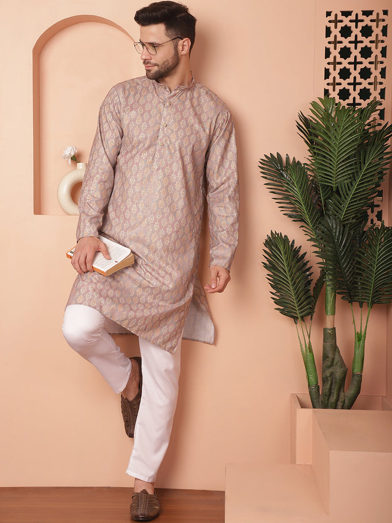 Peach Foil Printed Kurtas