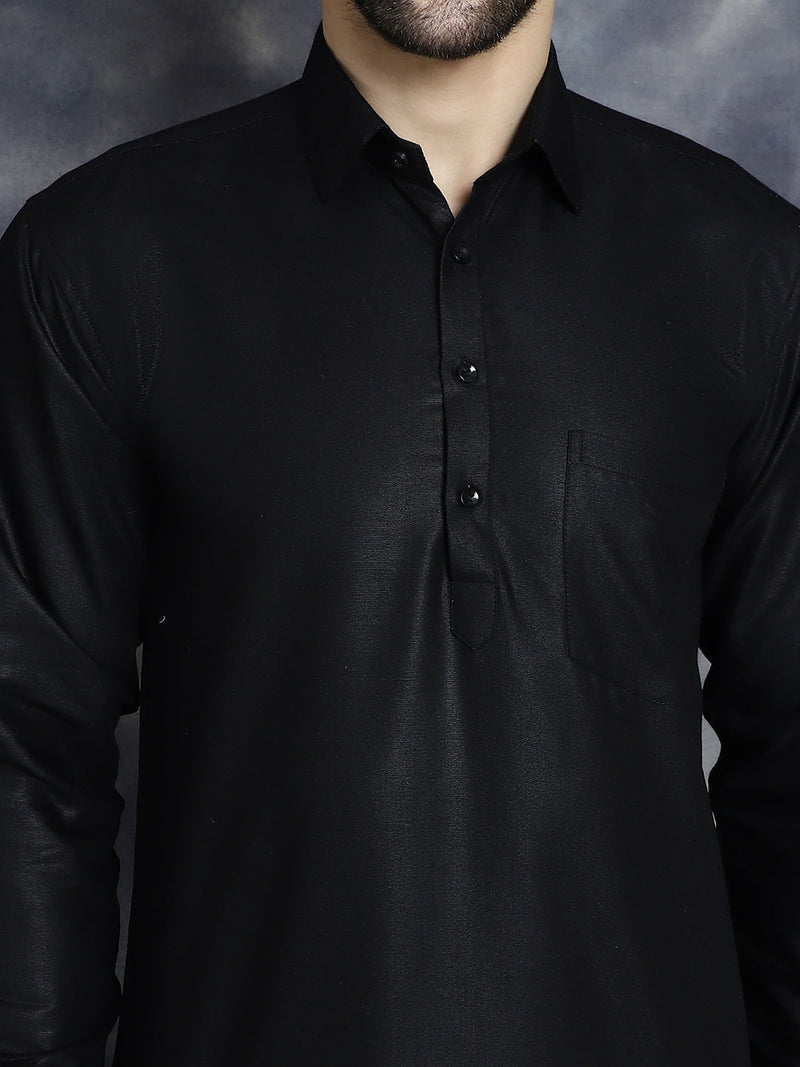 Men's Black Solid Short Kurtas ( KO 5037Black )