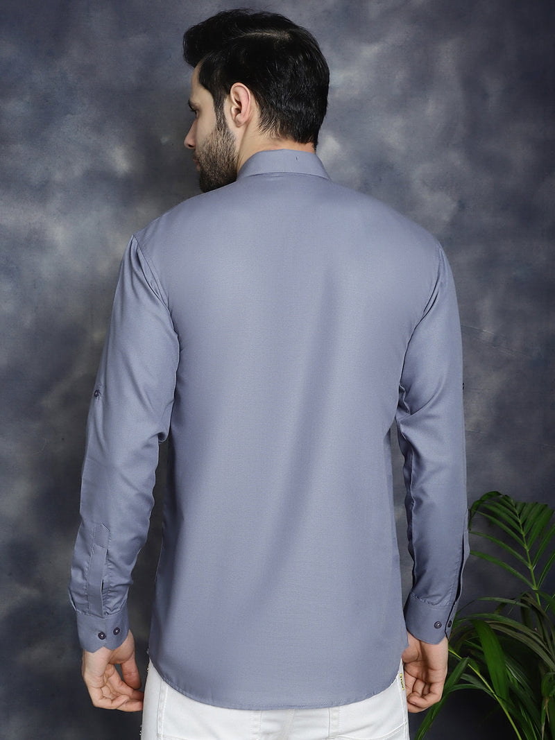 Men's Light Grey Solid Short Kurtas ( KO 5037Light-Grey )