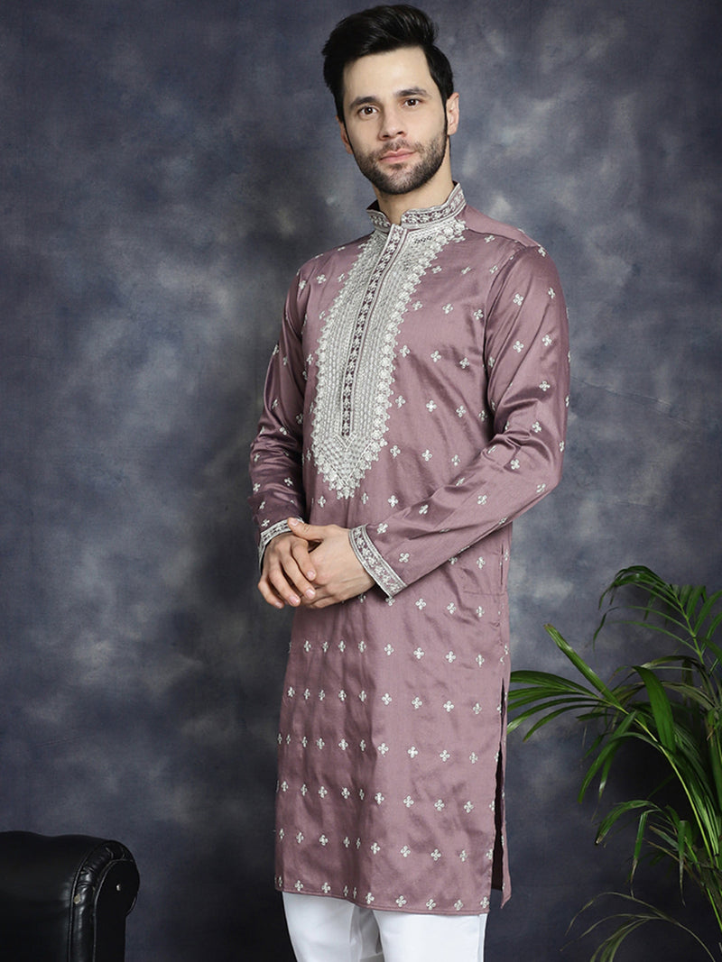 Men's Sequins Embroidered Kurtas ( KO 5038Megenta )