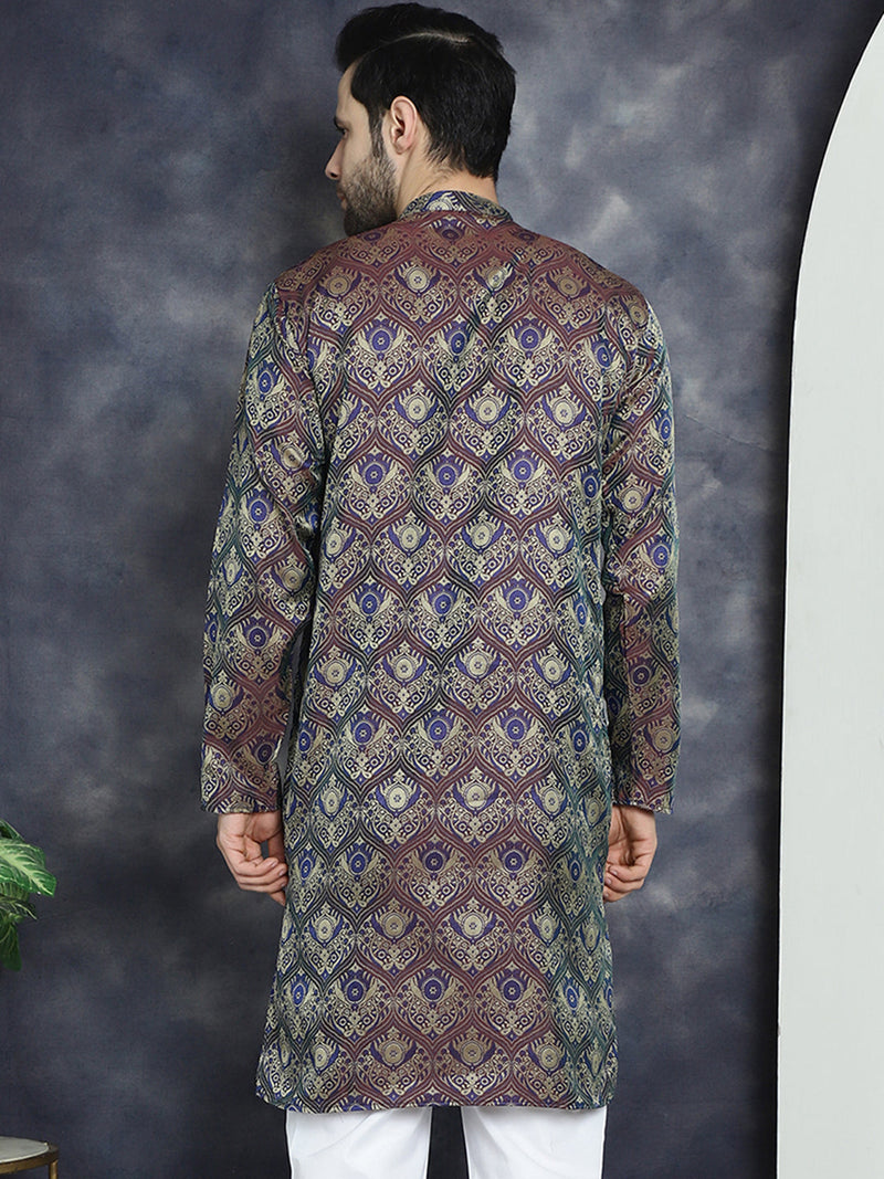 Men Purple Silk Blend Straight Kurtas ( KO 5043Purple )