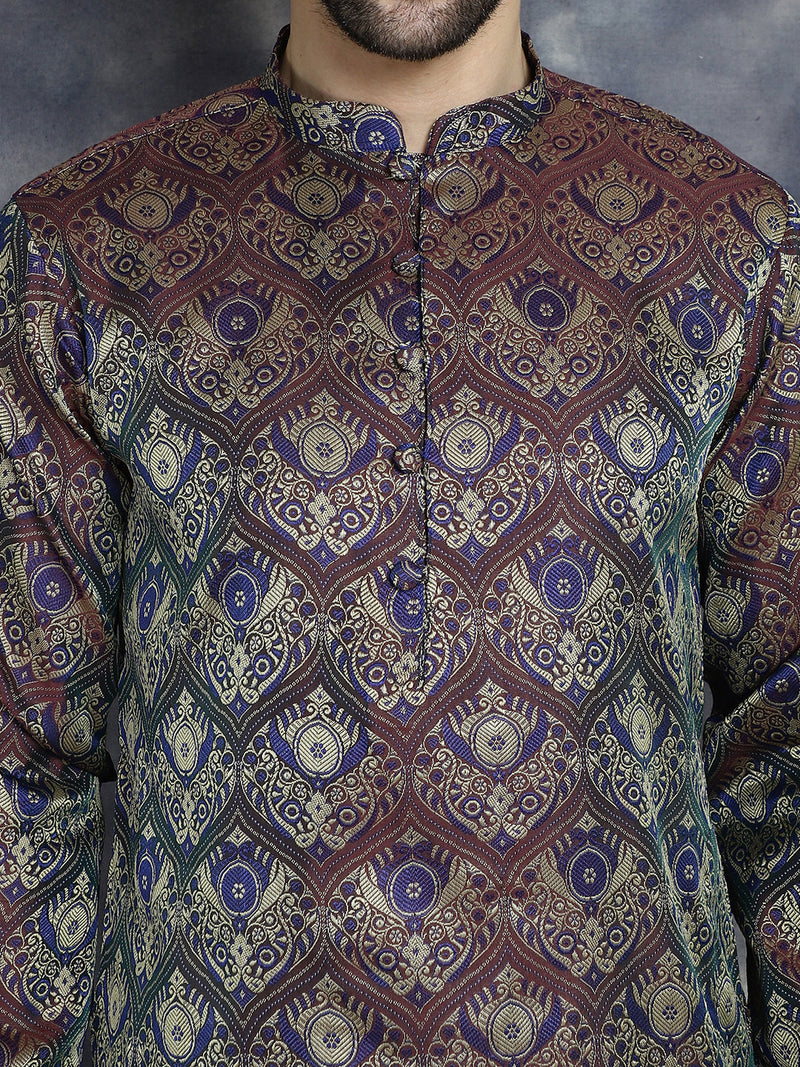 Men Purple Silk Blend Straight Kurtas ( KO 5043Purple )