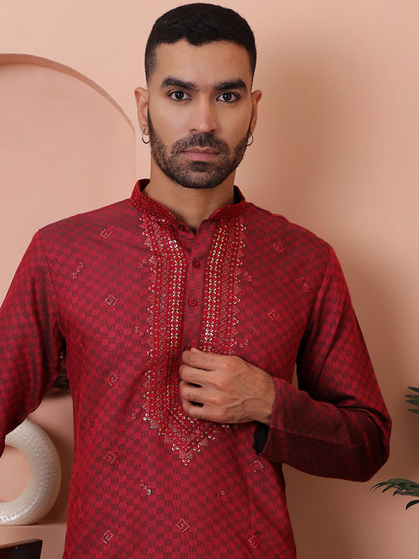 Men's Sequins Embroidered Kurtas