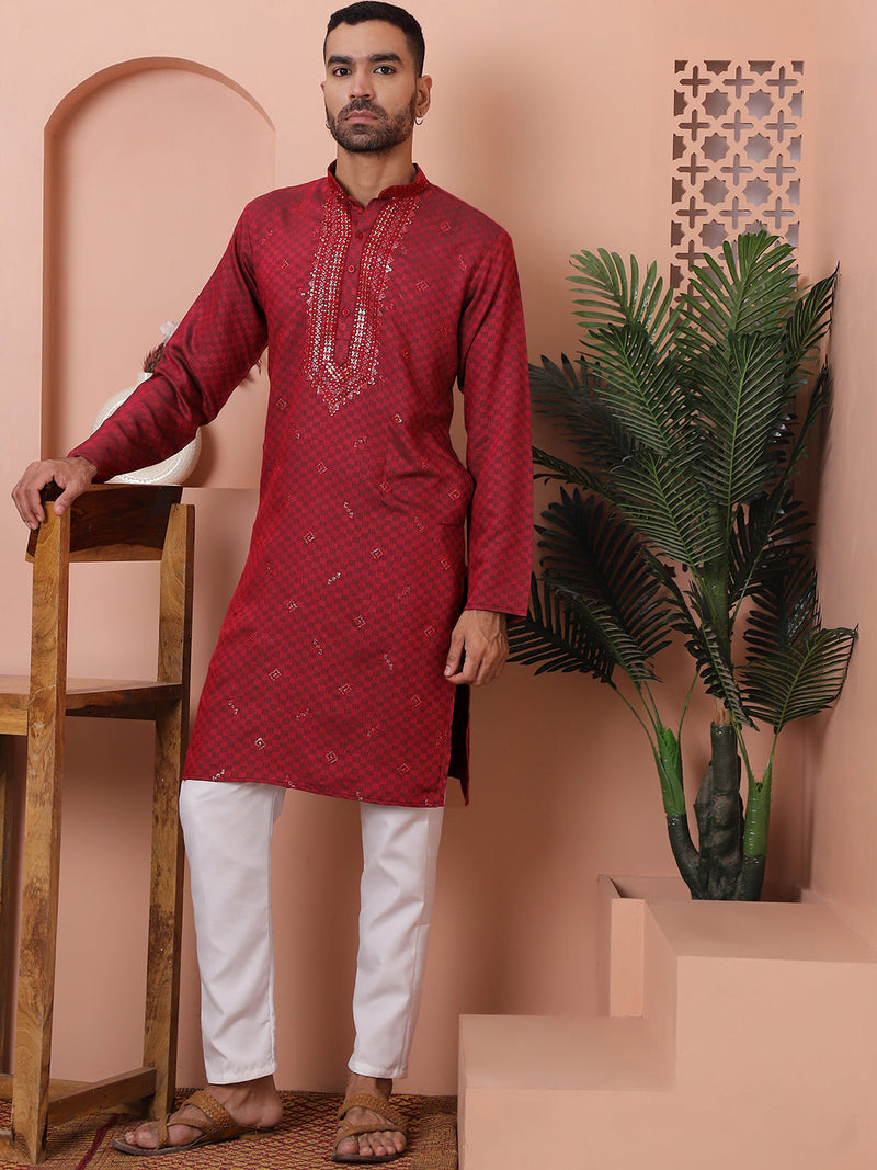 Men's Sequins Embroidered Kurtas